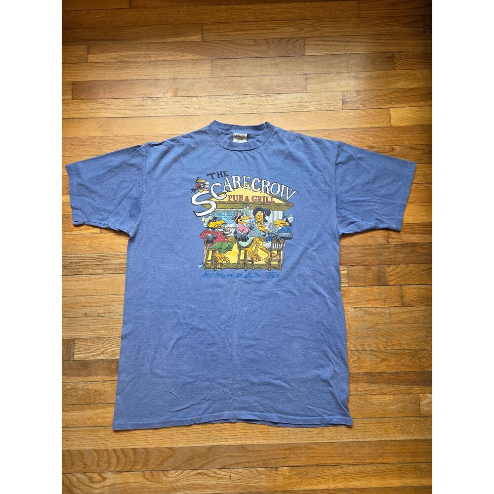 Vintage The scarecrow pub & grill Mt. Washington valley NH USA tshirt blue sz xl